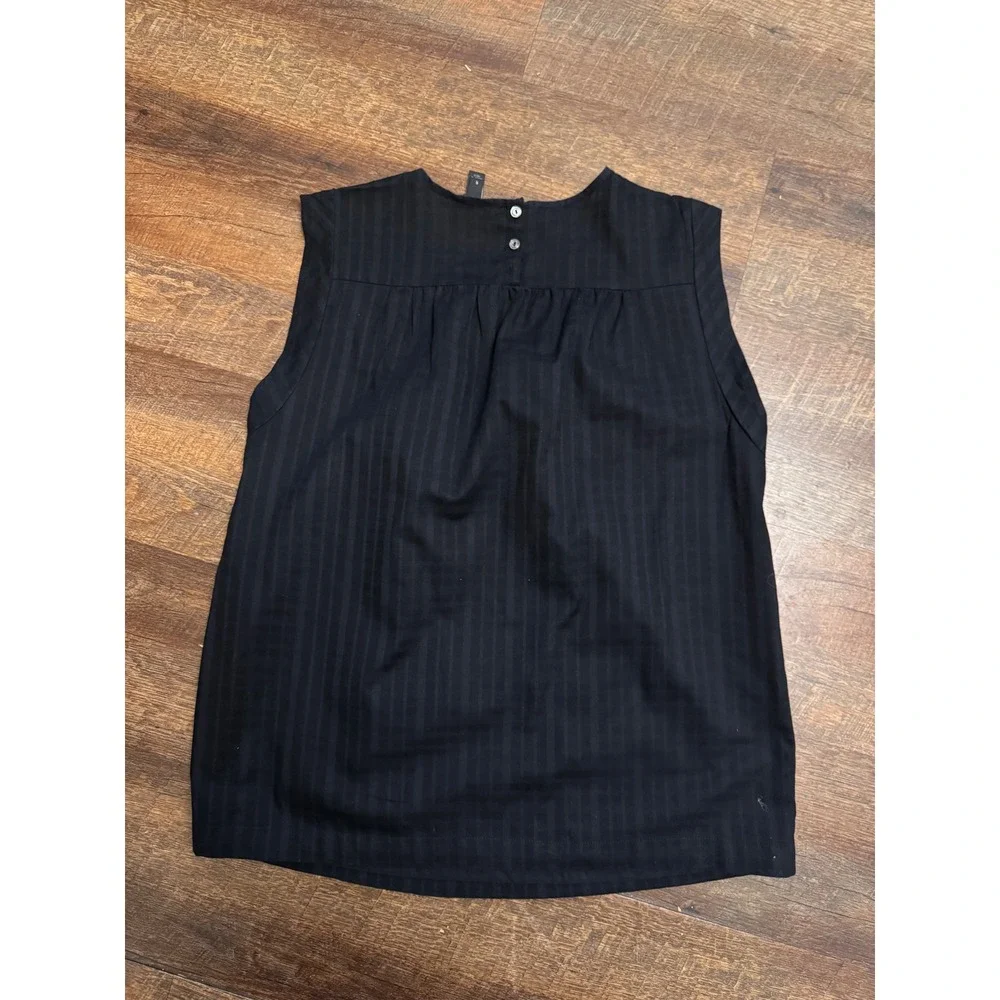 J.Crew Women's Black 100% Cotton Sleeveless Embroidered Eyelet Blouse Size 6